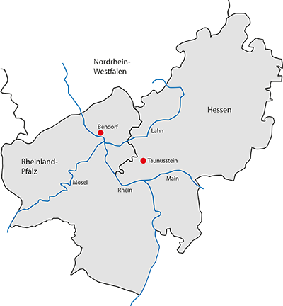 Übersichtskarte der Niederlassungen